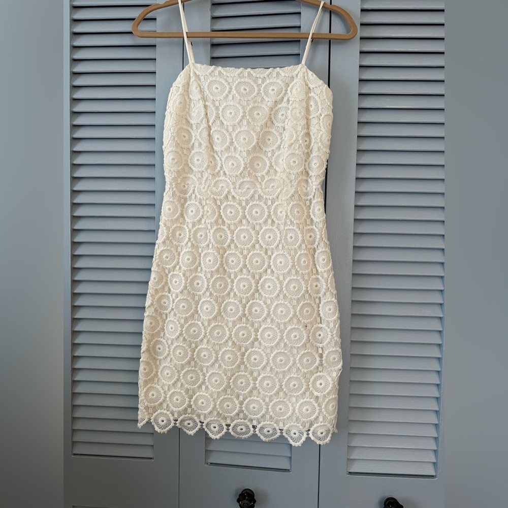 Trina Turk white crocheted dress
